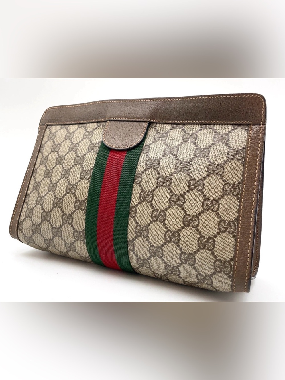 Gucci Sherry Line Beige/Brown Monogram Clutch/Crossbody Bag 11”x8”x3” - Picture 3 of 15